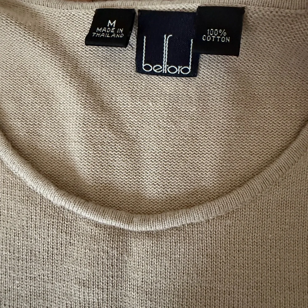 Belford Beige Tan Crew Neck Long Sleeve Women’s Sweater. Size: M 100%Cotton